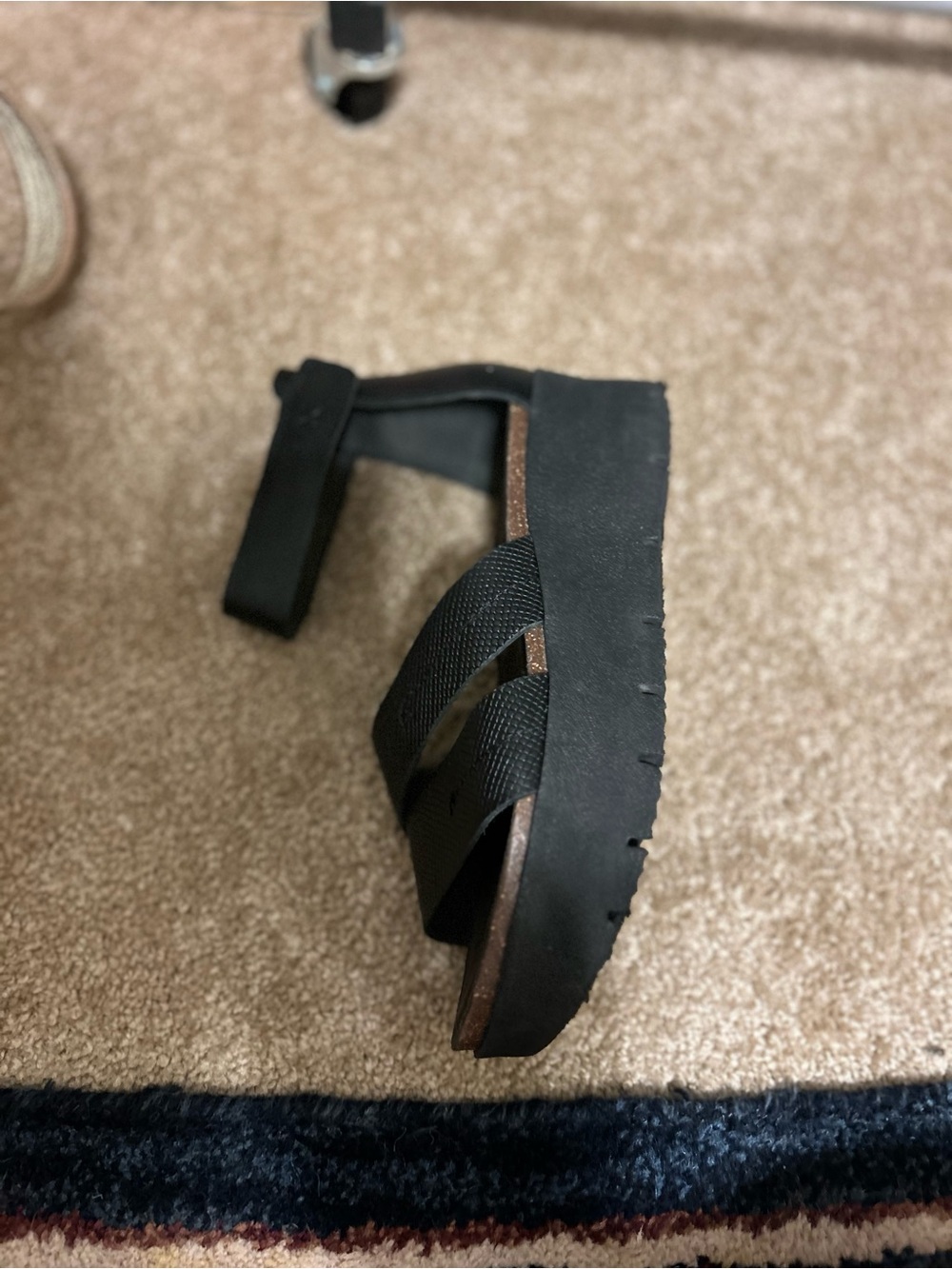 OTBT Black Platform Sandal with Velcro Cross Straps